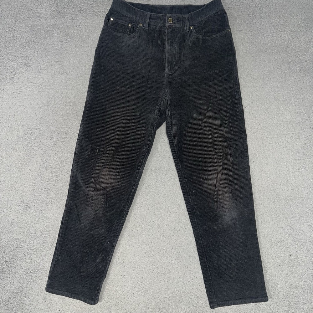 VTG Ralph Lauren Jeans Co Women 8P (27x27) Grey Corduroy Straight Distress Polo